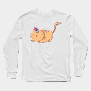 Cartoon Kitten | Tabby Cat Long Sleeve T-Shirt